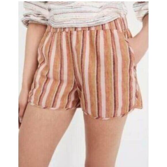 Madewell Linen/Cotton Rainbow Stripe Jogger Retro Shorts Womens size Extra Small - Picture 1 of 9